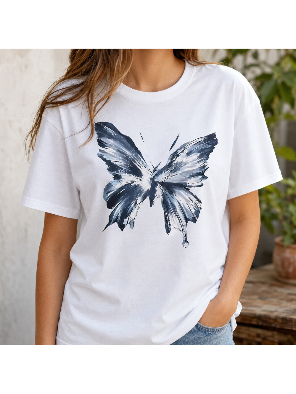 Butterfly Graphic T-Shirt Abstract Watercolor Butterfly Tee Unisex Casual Shirt